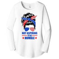 Not Aspiring To Be Humble Messy Bun Sunglasses American Flag Women's Perfect Tri Tunic Long Sleeve Shirt