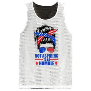 Not Aspiring To Be Humble Messy Bun Sunglasses American Flag Mesh Reversible Basketball Jersey Tank