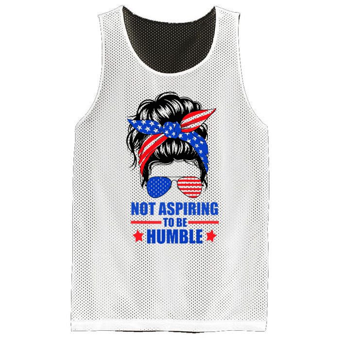 Not Aspiring To Be Humble Messy Bun Sunglasses American Flag Mesh Reversible Basketball Jersey Tank