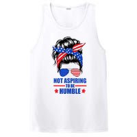 Not Aspiring To Be Humble Messy Bun Sunglasses American Flag PosiCharge Competitor Tank