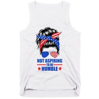 Not Aspiring To Be Humble Messy Bun Sunglasses American Flag Tank Top