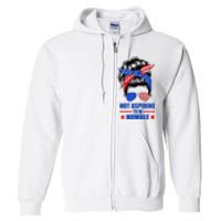 Not Aspiring To Be Humble Messy Bun Sunglasses American Flag Full Zip Hoodie