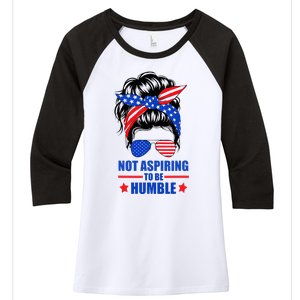 Not Aspiring To Be Humble Messy Bun Sunglasses American Flag Women's Tri-Blend 3/4-Sleeve Raglan Shirt