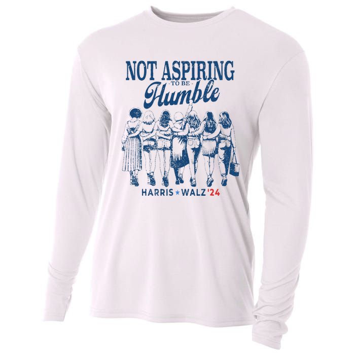 Not Aspiring To Be Humble Kamala Harris Feminist Message Cooling Performance Long Sleeve Crew