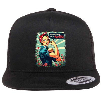 Not Aspiring To Be Humble Kamala Harris Feminist Woman Flat Bill Trucker Hat