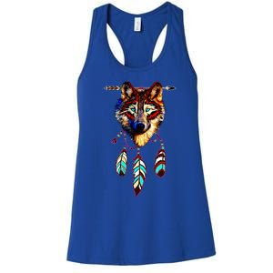 Native American Timber Wolf Dream Catcher Tribal Gift Women's Racerback Tank