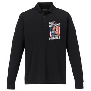 Not Aspiring To Be Humble American Flag Kamala Harris 2024 Premium Performance Long Sleeve Polo