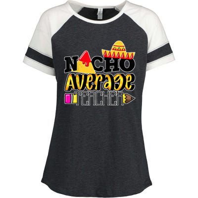 Nacho Average Teacher Enza Ladies Jersey Colorblock Tee