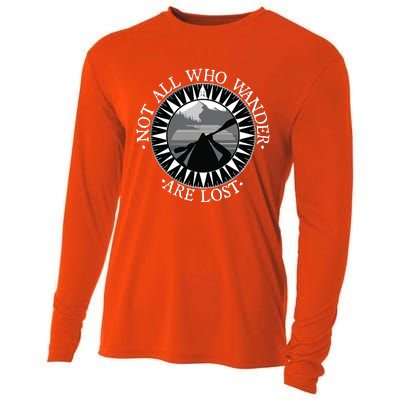 Not All Those Who Wander Are Lost Kayak Kayaking Gift Cooling Performance Long Sleeve Crew