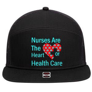 Nurses Are The Heart Of Health Care 7 Panel Mesh Trucker Snapback Hat