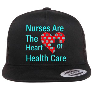 Nurses Are The Heart Of Health Care Flat Bill Trucker Hat