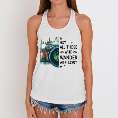 Not All Those Who Wander Are Lost Camera Women's Knotted Racerback Tank