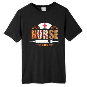 Nurse Autumn Theme Fall Season Floral Syringe Plaid Leaves Tall Fusion ChromaSoft Performance T-Shirt