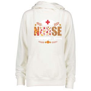 Nurse Autumn Theme Fall Season Floral Syringe Plaid Leaves Womens Funnel Neck Pullover Hood