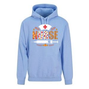 Nurse Autumn Theme Fall Season Floral Syringe Plaid Leaves Unisex Surf Hoodie