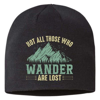 Not All Those Who Wander Are Lost Camping Quotes Vintage Sustainable Beanie