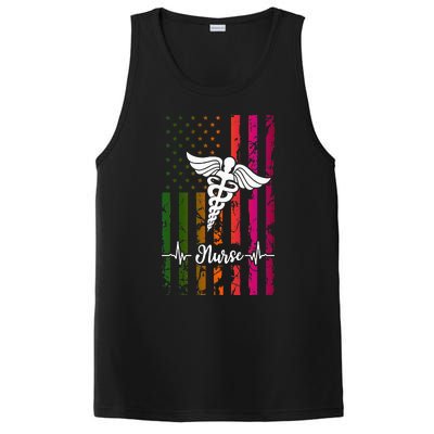 Nurse American Tie Dye Flag Usa Flag Proud Patriotic Nurse PosiCharge Competitor Tank