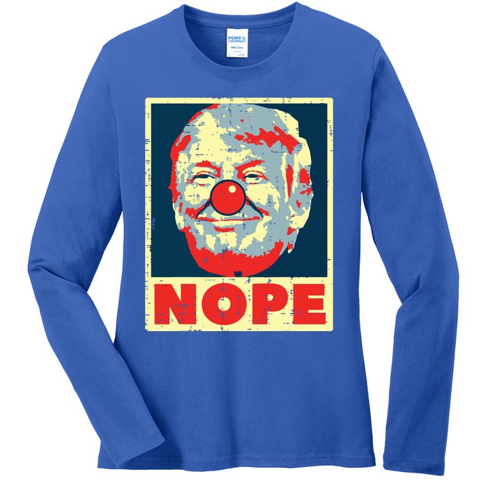 Nope Anti Trump Clown Vintage Retro Impeach No Donald Ladies Long Sleeve Shirt