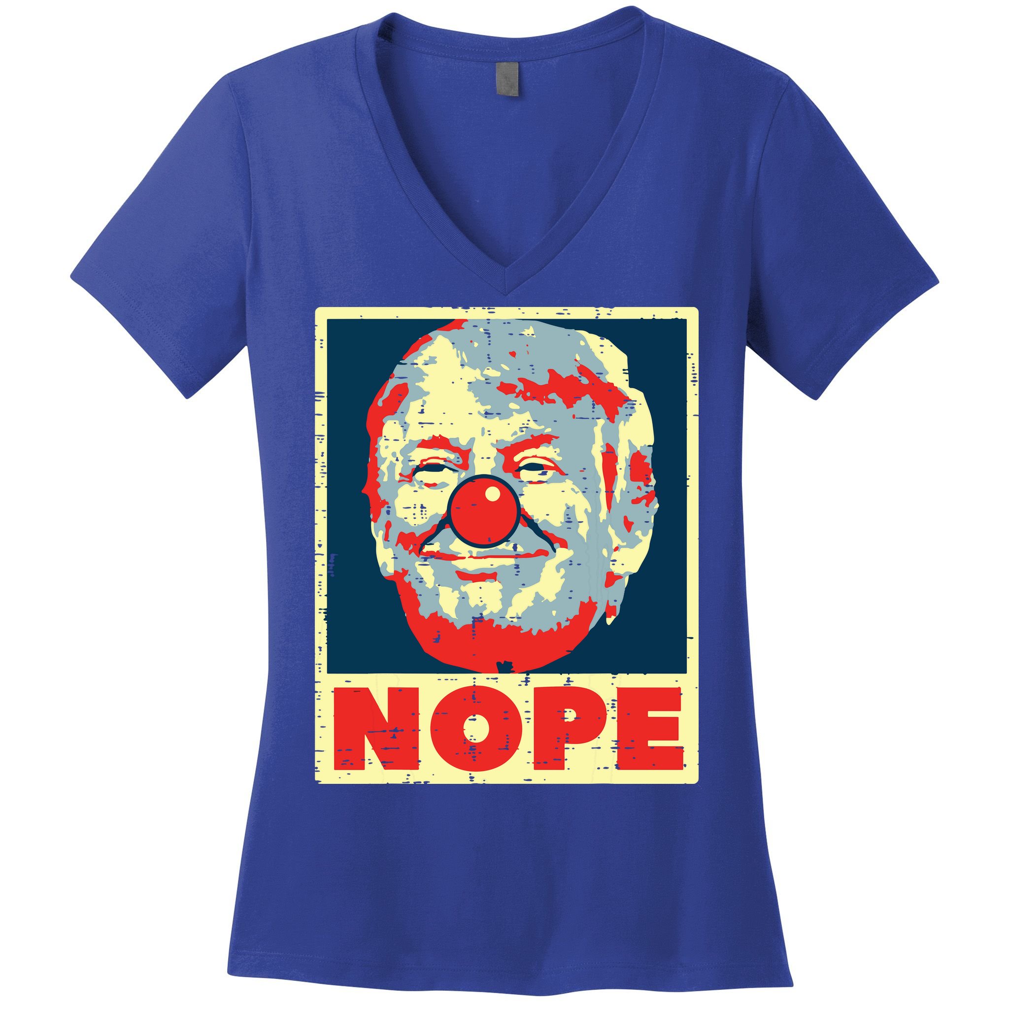 Nope Anti Trump Clown Vintage Retro Impeach No Donald Women's V-Neck T-Shirt