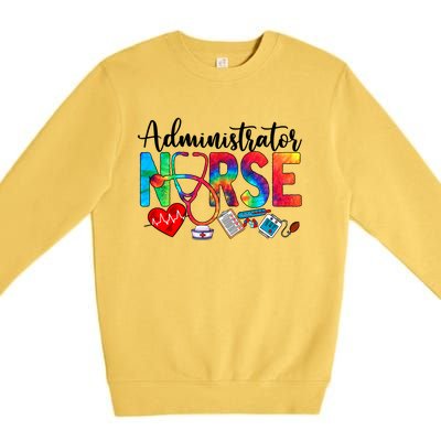 Nursing Administrator Tie Dye Love Heart Stethoscope Nurse Cute Gift Premium Crewneck Sweatshirt