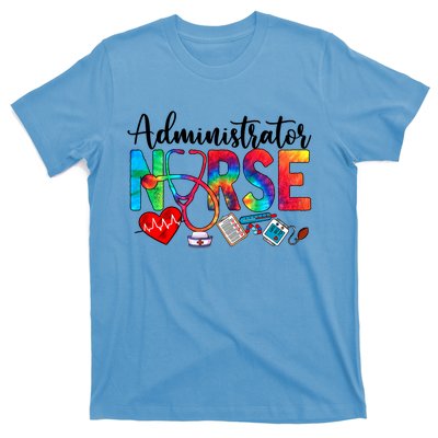 Nursing Administrator Tie Dye Love Heart Stethoscope Nurse Cute Gift T-Shirt