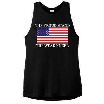 National Anthem The Proud Stand The Weak Kneel Ladies PosiCharge Tri-Blend Wicking Tank