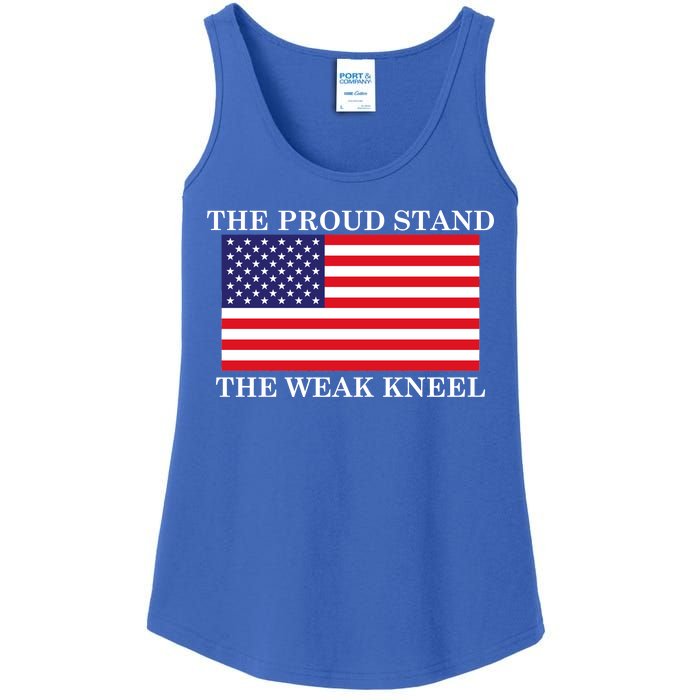 National Anthem The Proud Stand The Weak Kneel Ladies Essential Tank