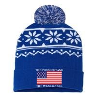 National Anthem The Proud Stand The Weak Kneel USA-Made Snowflake Beanie