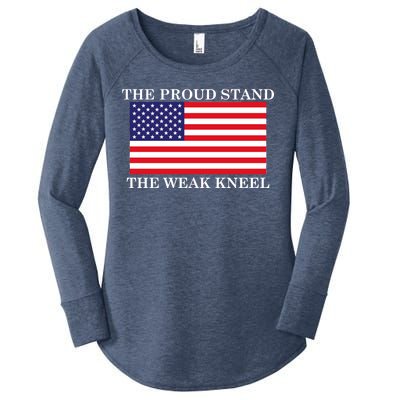 National Anthem The Proud Stand The Weak Kneel Women's Perfect Tri Tunic Long Sleeve Shirt