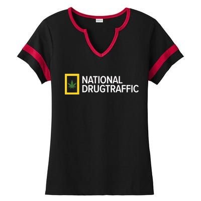 National Drug Traffic Parody Drug Ladies Halftime Notch Neck Tee