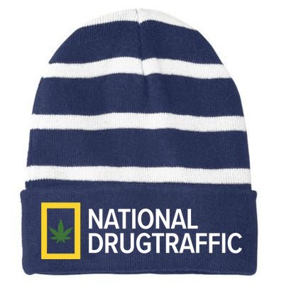 National Drug Traffic Parody Drug Striped Beanie with Solid Band