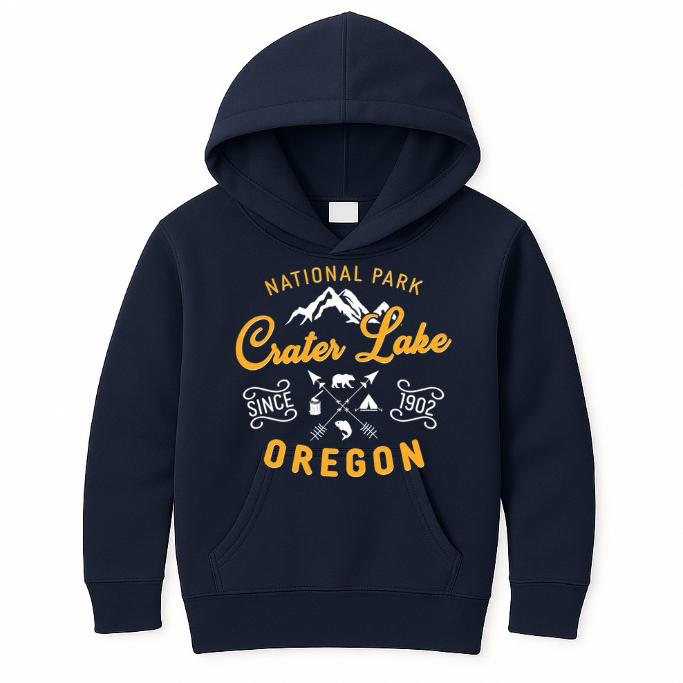 National Park Crater Lake Oregon Since 1902 Kids Hoodie