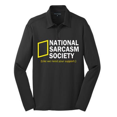 National Sarcasm Society Silk Touch Performance Long Sleeve Polo