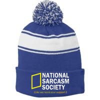 National Sarcasm Society Stripe Pom Pom Beanie