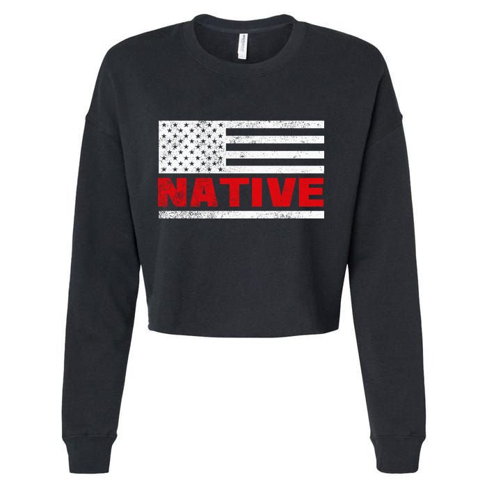 Native American Flag Cropped Pullover Crew