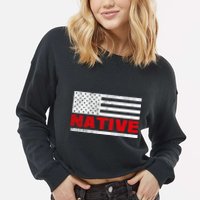 Native American Flag Cropped Pullover Crew