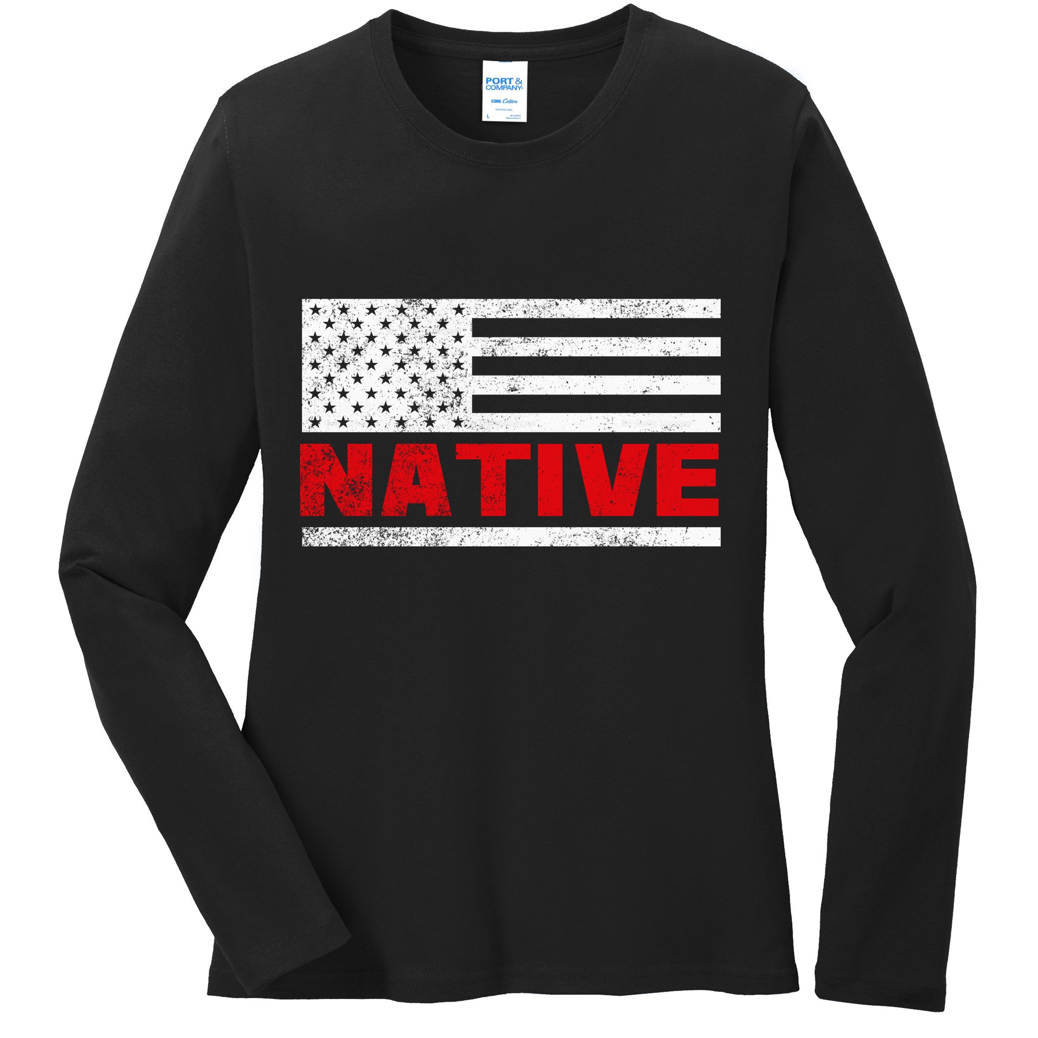 Native American Flag Ladies Long Sleeve Shirt