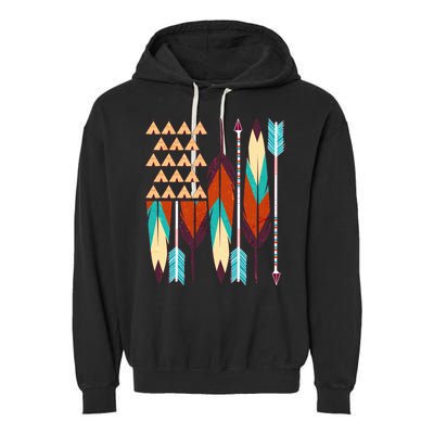 Native American Flag Feathers and Arrows Garment-Dyed Fleece Hoodie