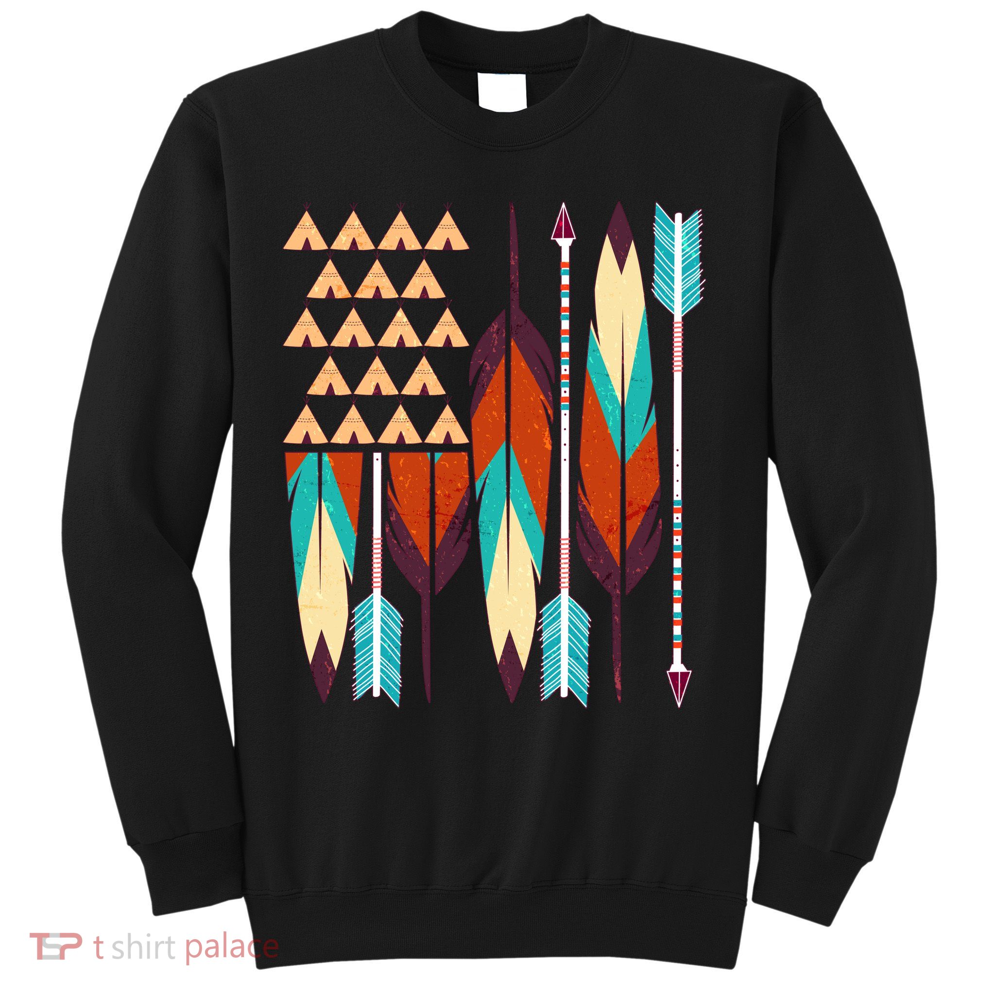 Native American Flag Feathers and Arrows Sweatshirt