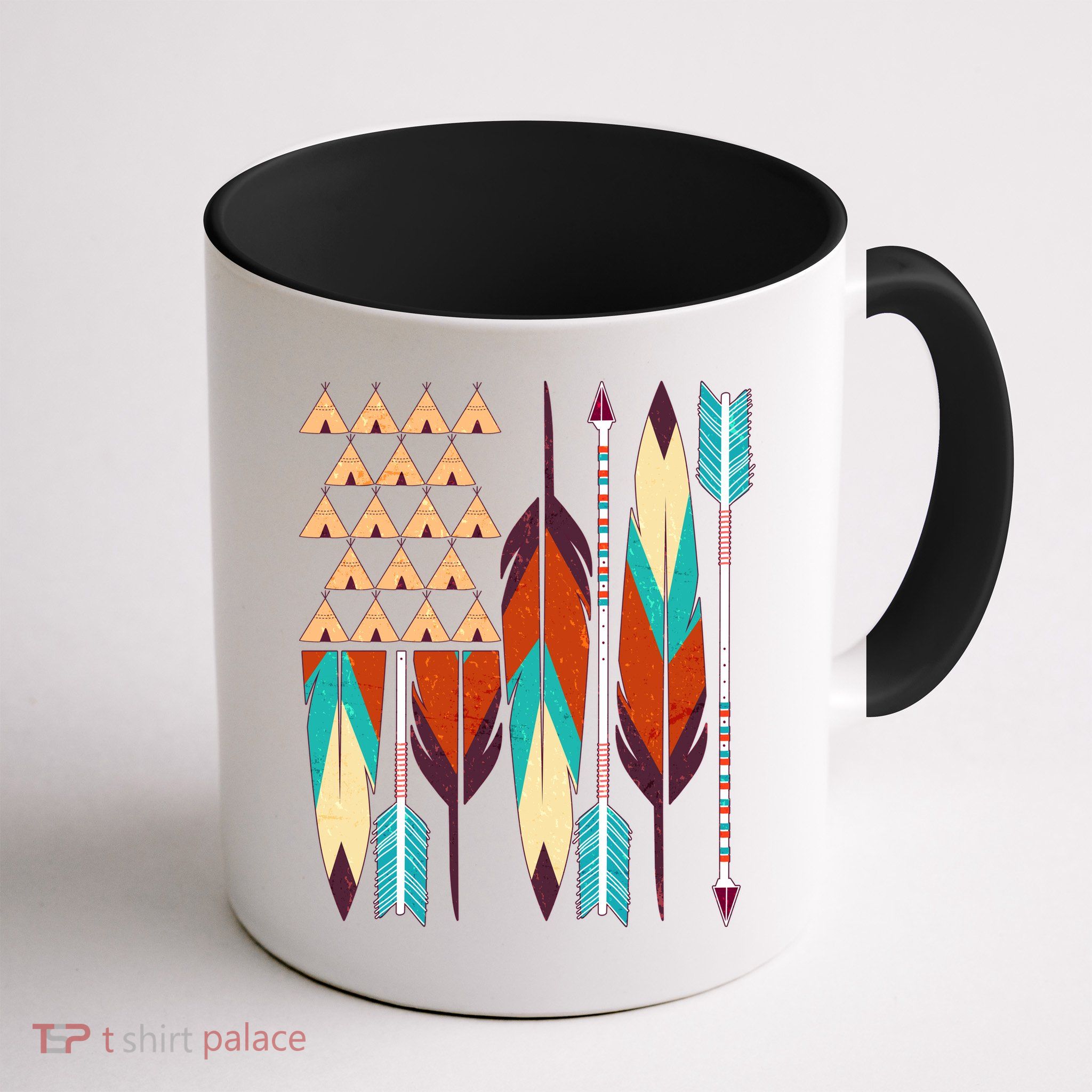 Native American Flag Feathers and Arrows Mug