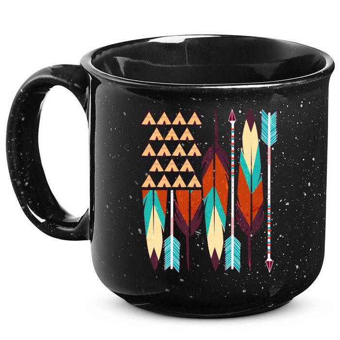Native American Flag Feathers and Arrows 15oz Campfire Ceramic Mug