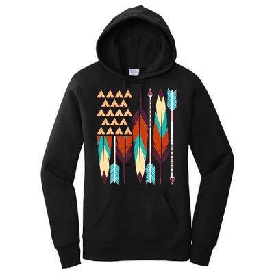 Native American Flag Feathers and Arrows Women's Pullover Hoodie