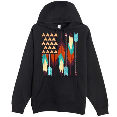 Native American Flag Feathers and Arrows Premium Pullover Hoodie