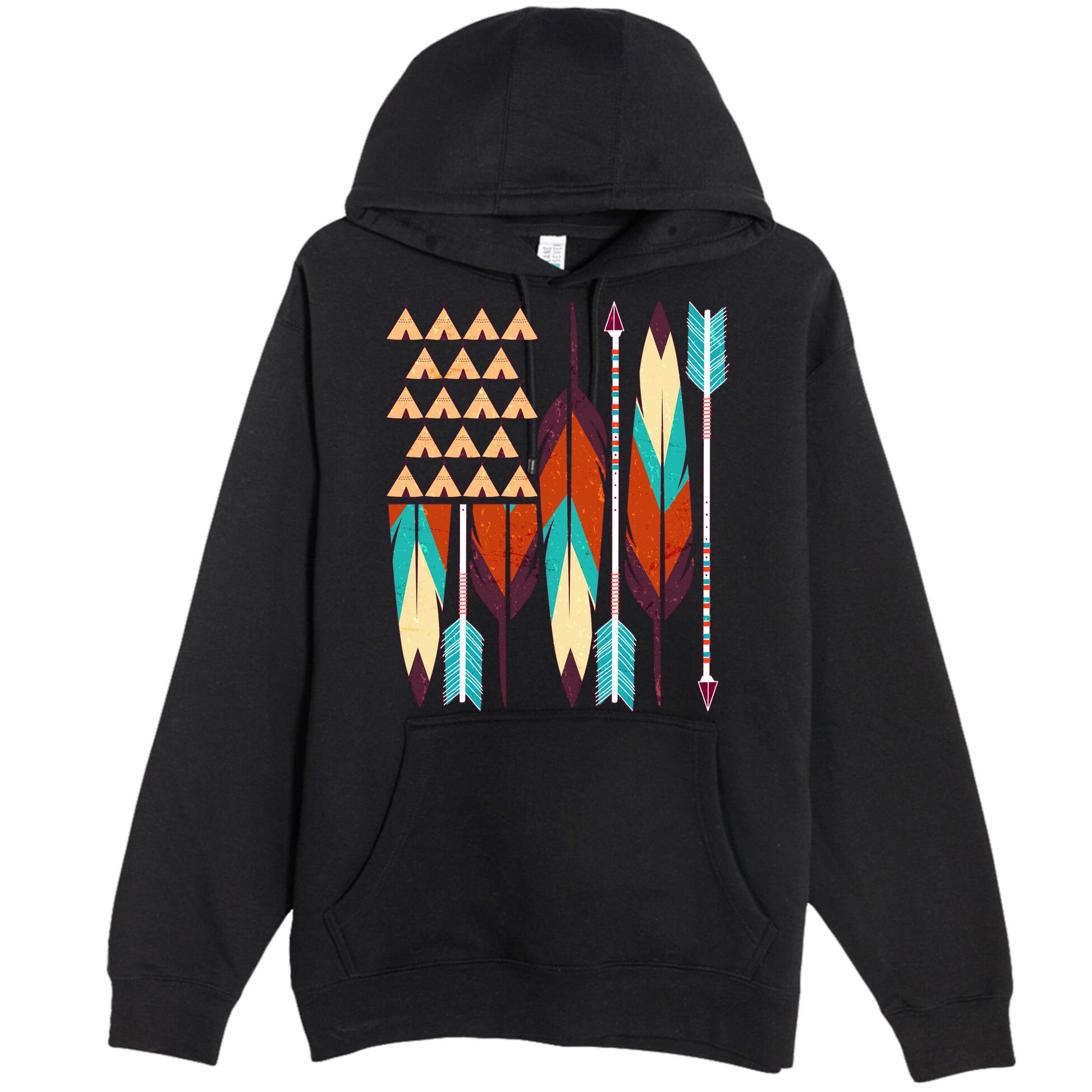 Native American Flag Feathers and Arrows Premium Pullover Hoodie