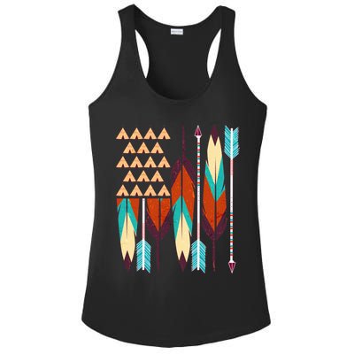 Native American Flag Feathers and Arrows Ladies PosiCharge Competitor Racerback Tank