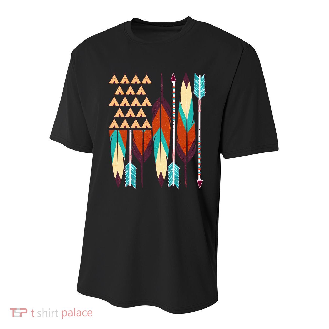 Native American Flag Feathers and Arrows Youth Performance Sprint T-Shirt