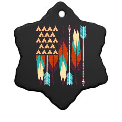 Native American Flag Feathers and Arrows Ceramic Star Ornament