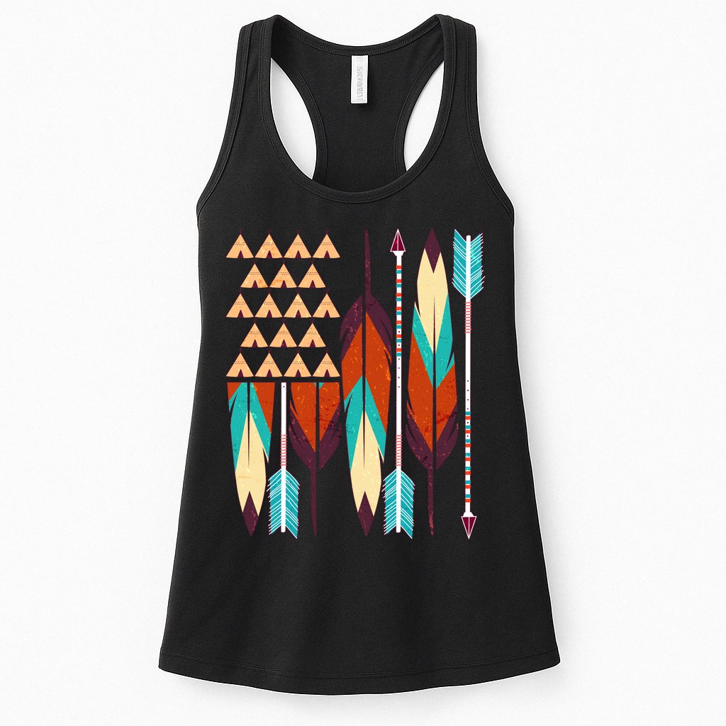 Native American Flag Feathers and Arrows Womens Tank Top
