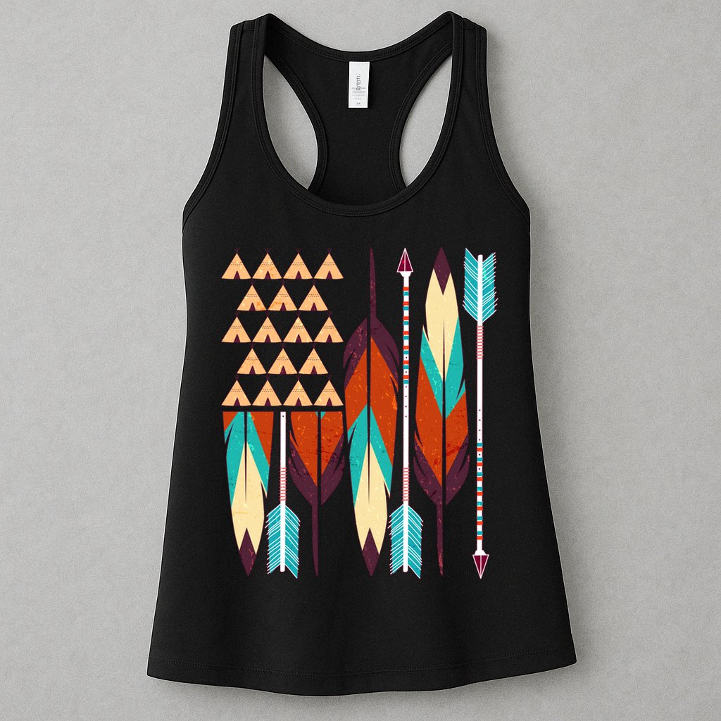 Native American Flag Feathers and Arrows Womens Tank Top
