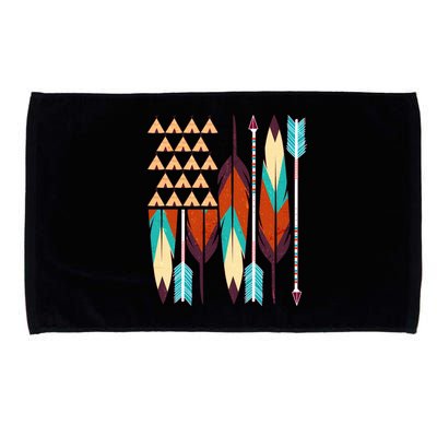 Native American Flag Feathers and Arrows Microfiber Hand Towel